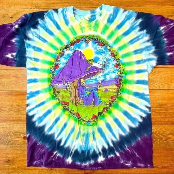 Grateful Dead Inspired | Tie Dye | Frogs and Mushrooms, Skeleton Musician | XL - Picture 1 of 4